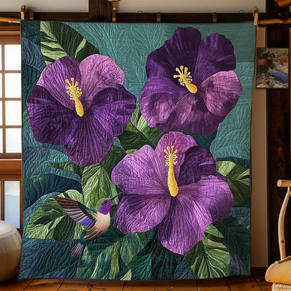 Purple Hibicus Flower WY1211007CL Quilt