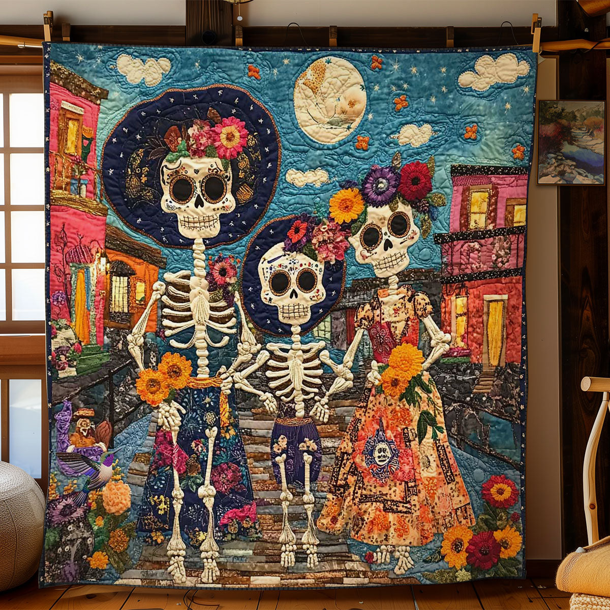 Day Of The Dead Village Fiesta WN2610082CL Quilt