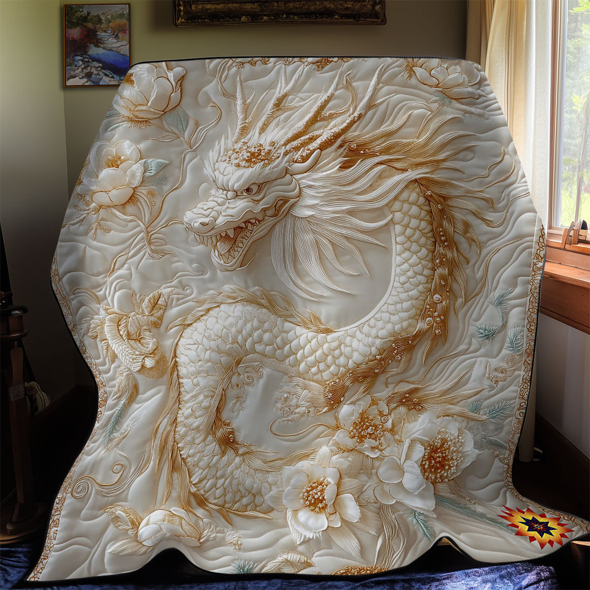 White Asian Dragon WY0612020CL Quilt