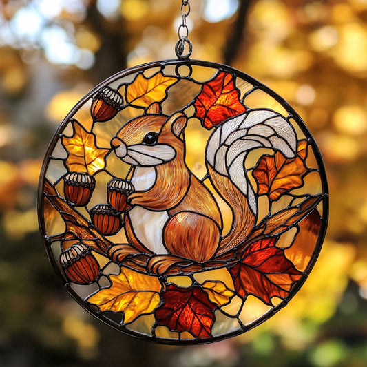 Squirrel WJ0111039CL Stained Glass Suncatcher