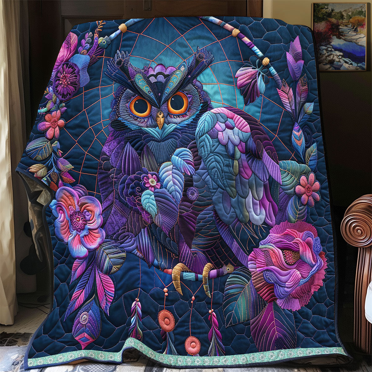 Floral Mysterious Owl WP0609023CL Quilt