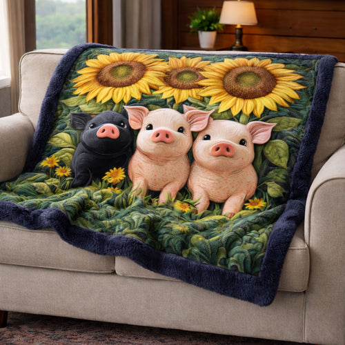 Sunflower Piglets KL2101007CL Faux Fur Throw Blanket