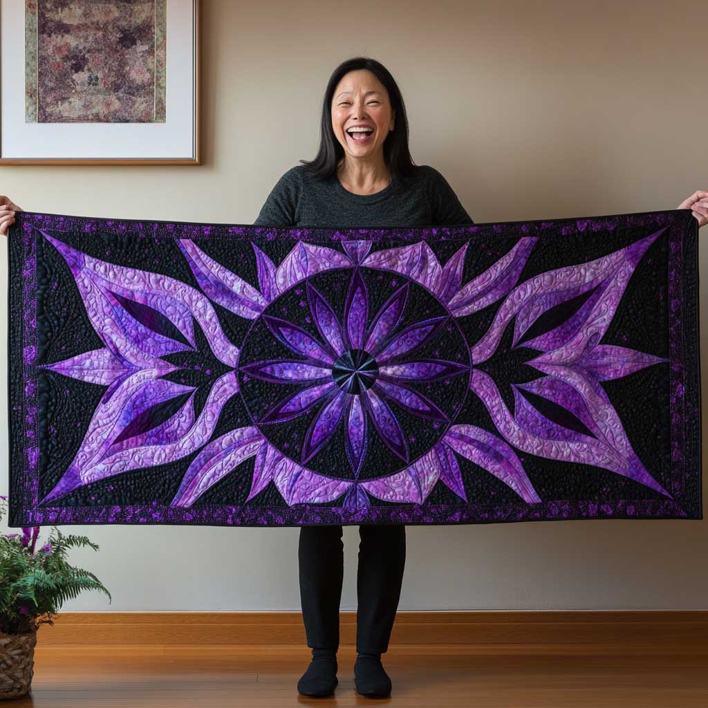 Purple Celestial Blossom WN2709016CL Quilted Table Runner