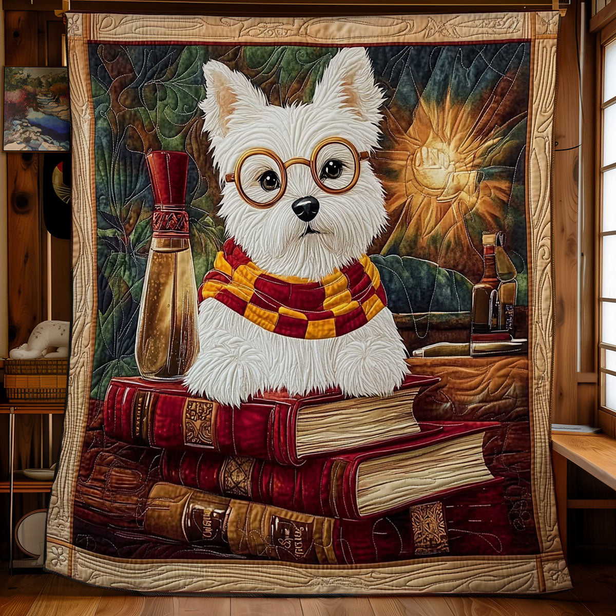 Terrier In Book WY0202070CL Quilt