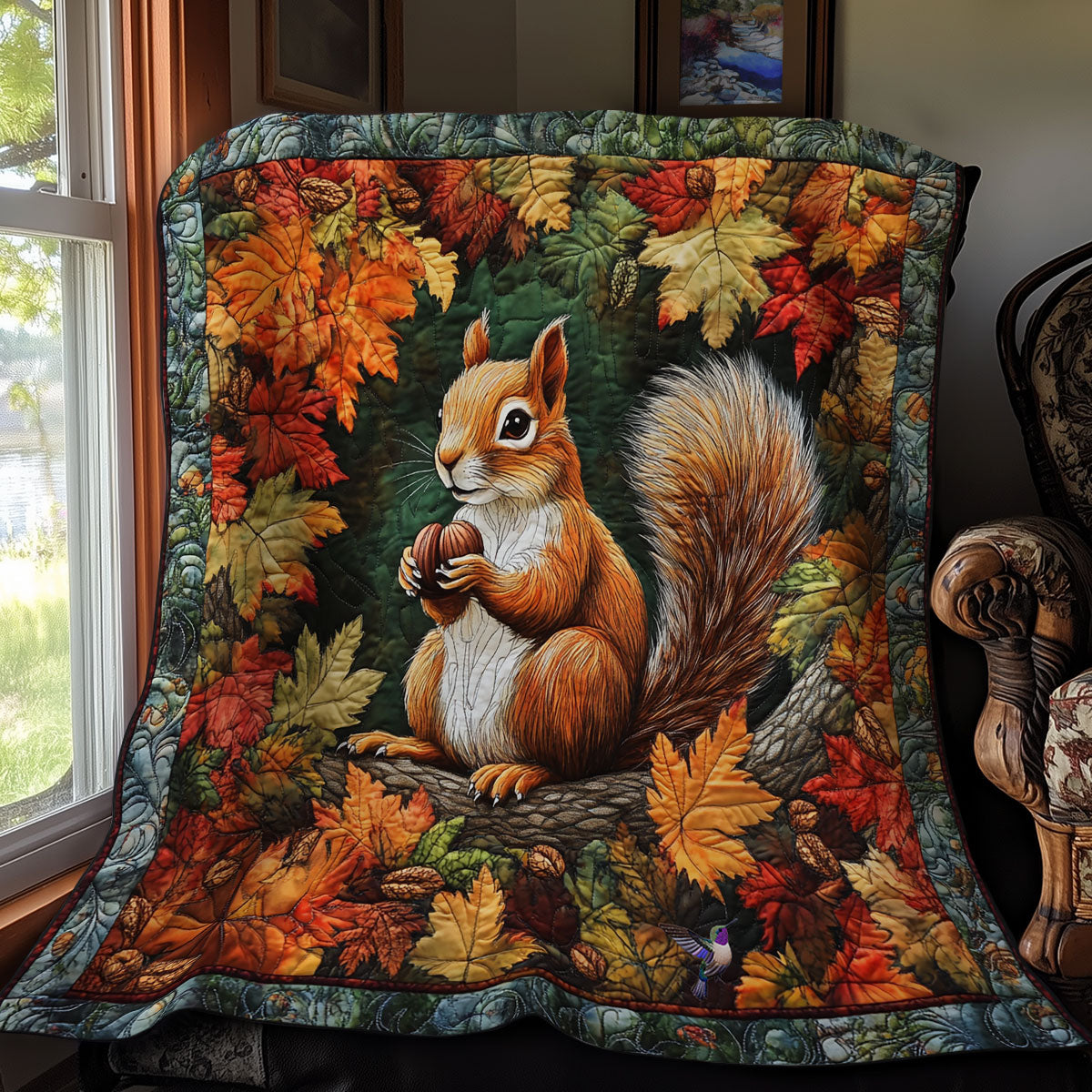 Autumn Leaves Squirret WY0911026CL Quilt