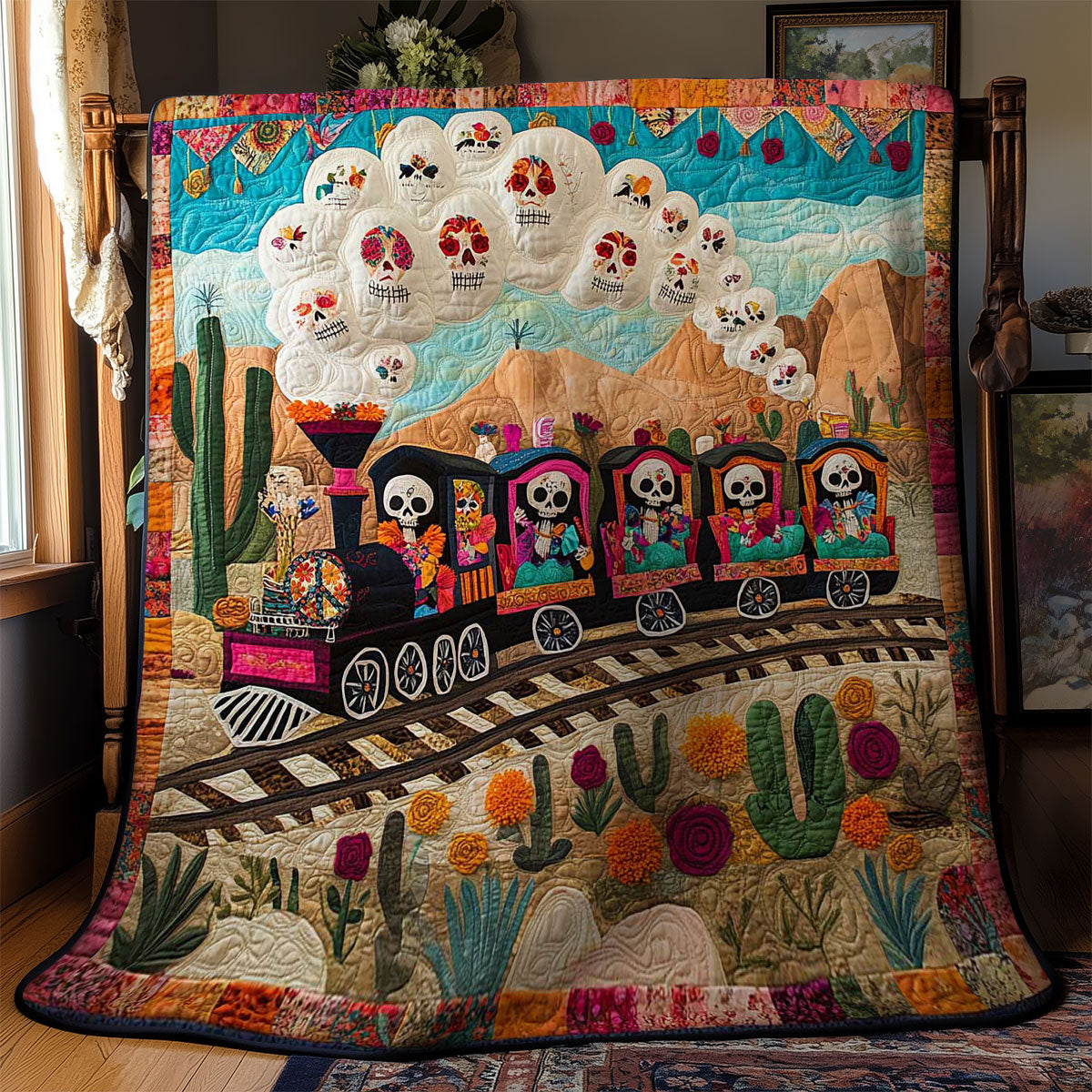 Day Of The Dead Fiesta Train WN2610051CL Quilt