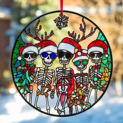 Skeleton Cheer WN0711054CL Stained Glass Suncatcher