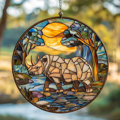 Rhino In Forest WY2801052CL Suncatcher