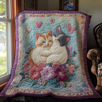 Sleeping Kitten In Flower WY2412075CL Quilt