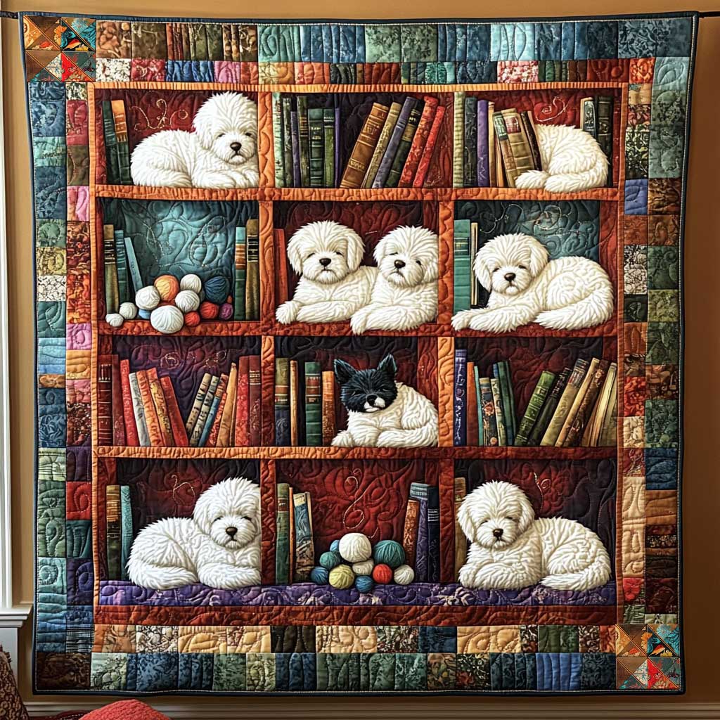 Bichon Frise Sleepy Scholar WN0210014CL Quilt