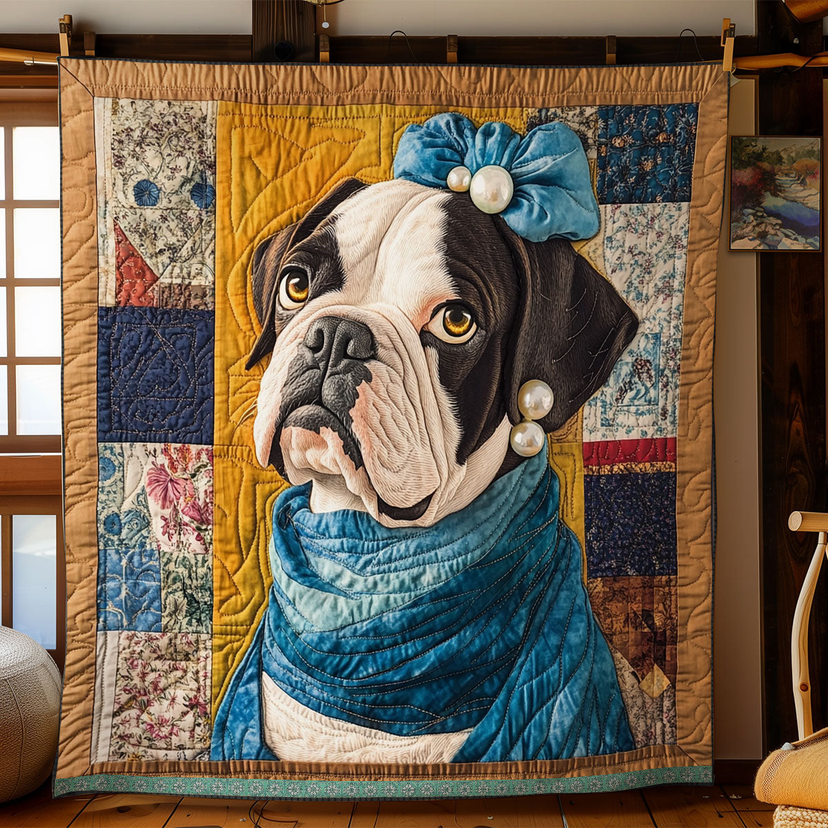 Bulldog In Pearls WN2509080CL Quilt