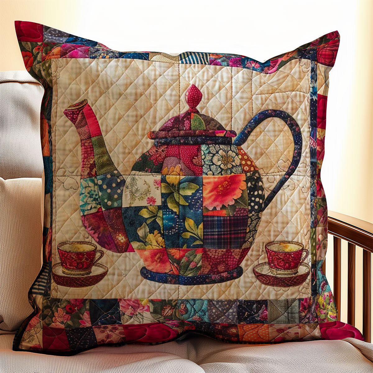 Patchwork Teaset WJ1109041CL Quilt Pillow Case