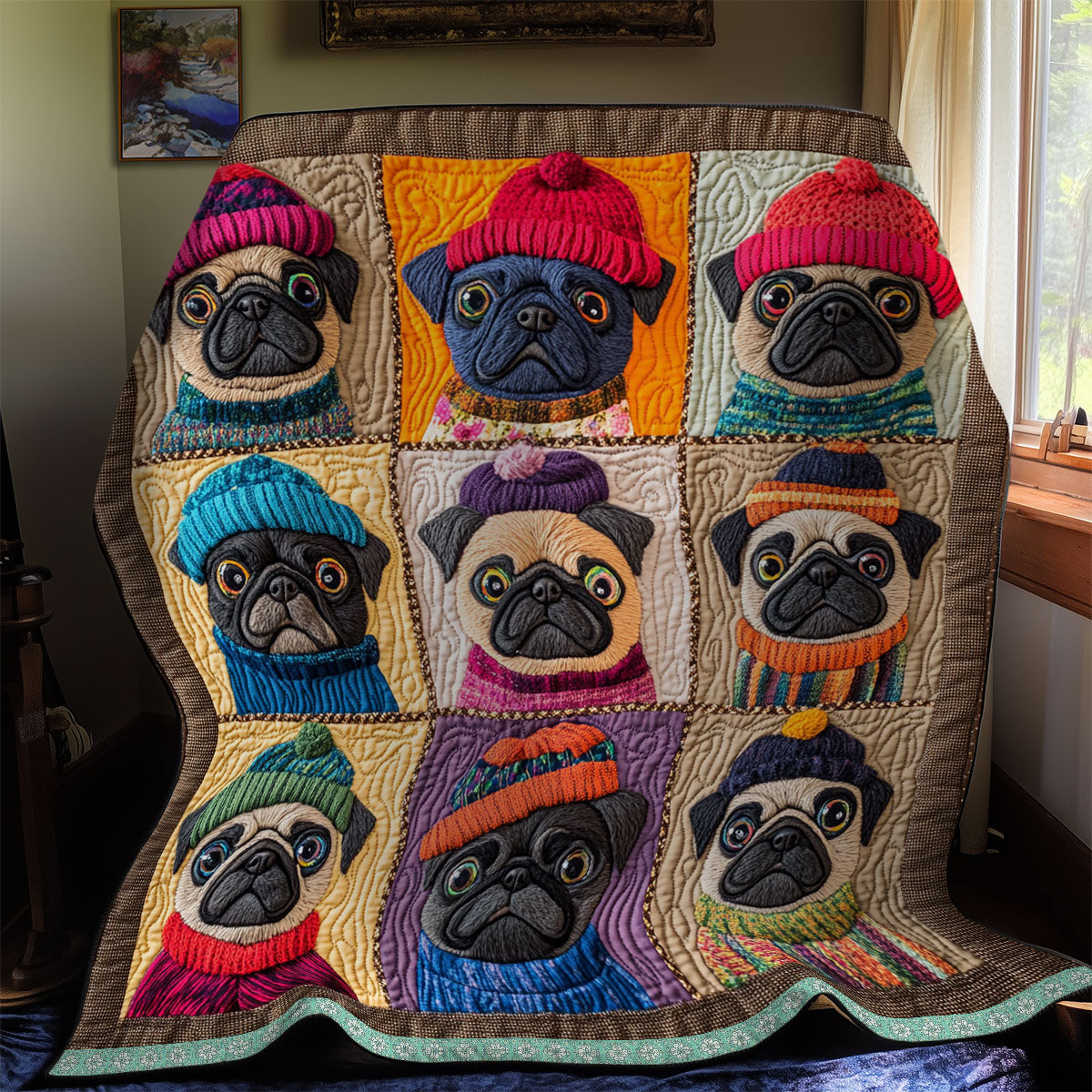 Colorful Pug WX1811011CL Quilt