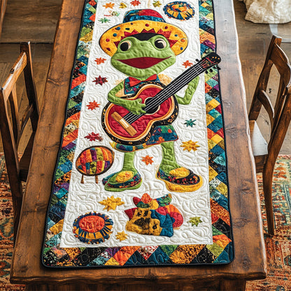 Guitar Player Frog WY2802079CL Quilted Table Runner