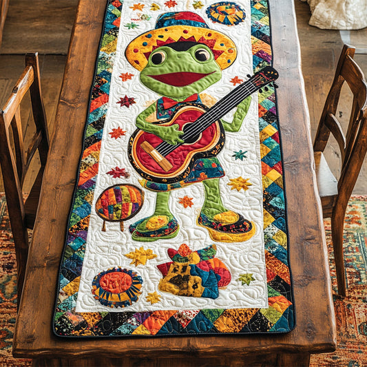Guitar Player Frog WY2802079CL Quilted Table Runner