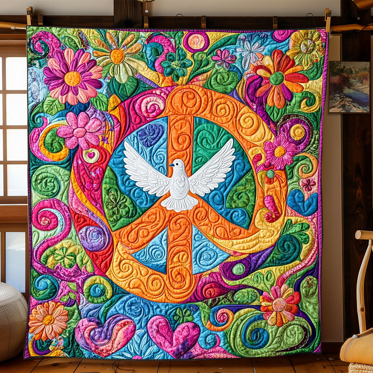 Hippie Peace Dove WJ0502005CL Quilt