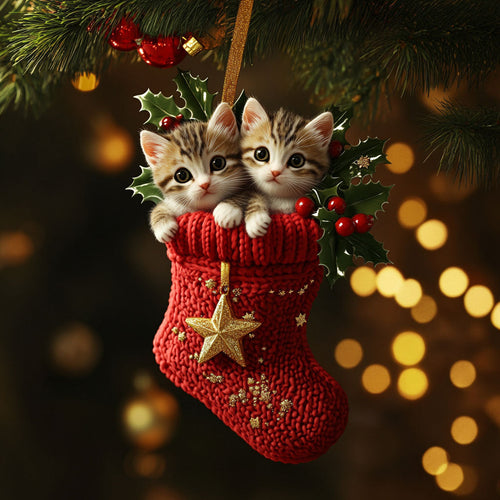 Cozy Stocking Cat WN0811045CL Christmas Ornament
