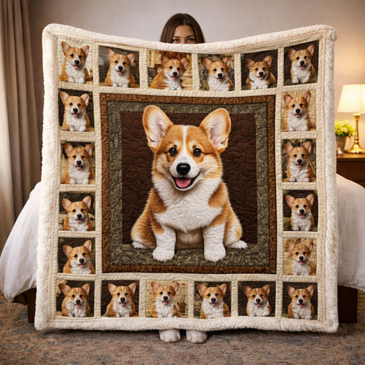 Cozy Corgi KL2201002CL Faux Fur Throw Blanket