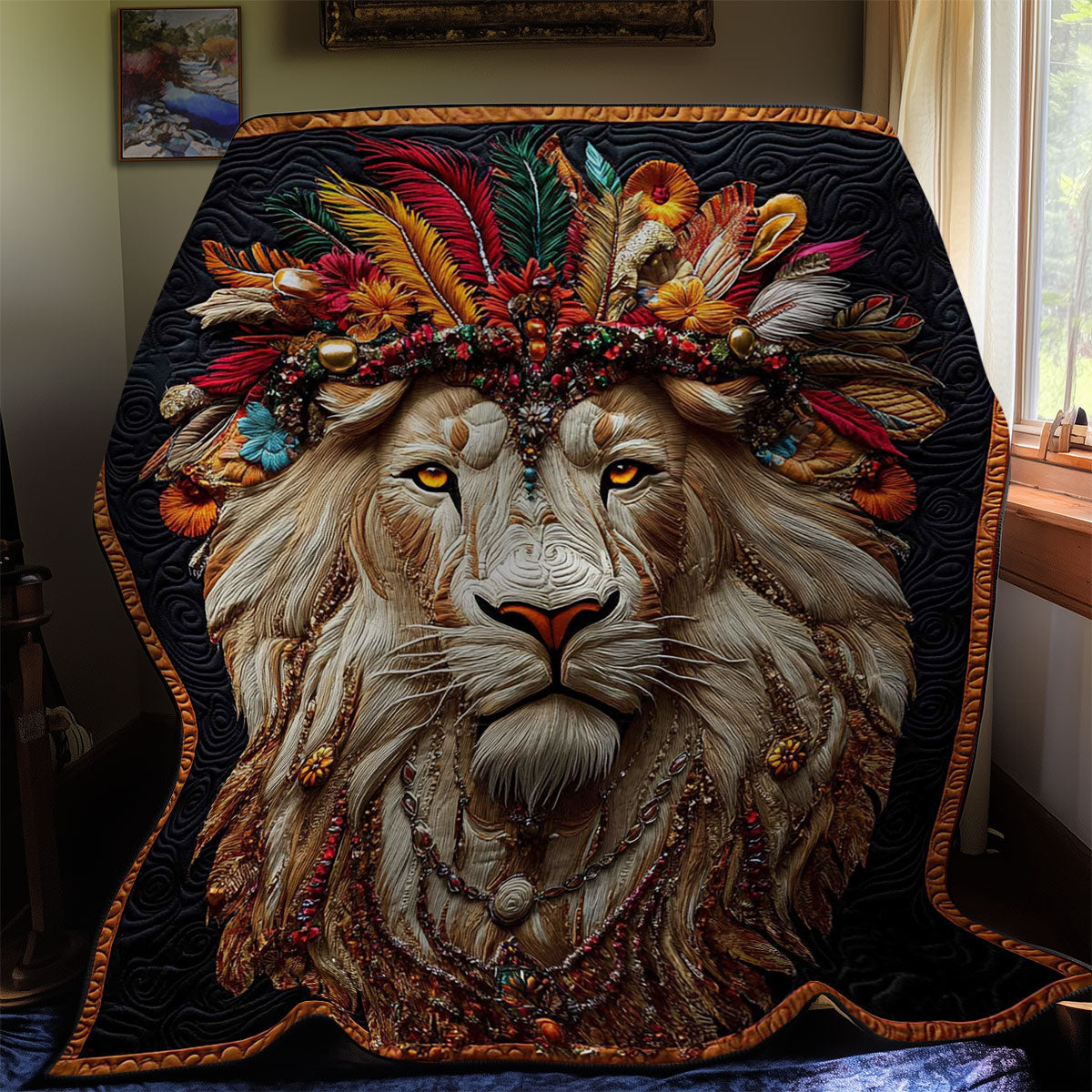Native American Lion WY2811025CL Quilt