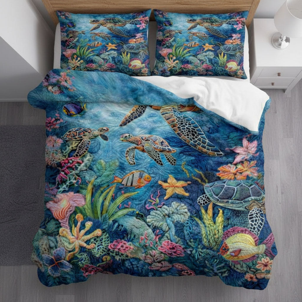 Sea Turtle WJ2701003CL Faux Fur Throw Blanket