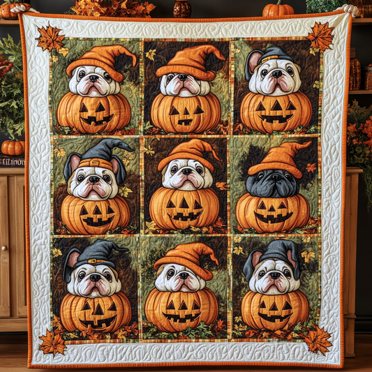 Bulldog Candy Corn WN2609084CL Quilt