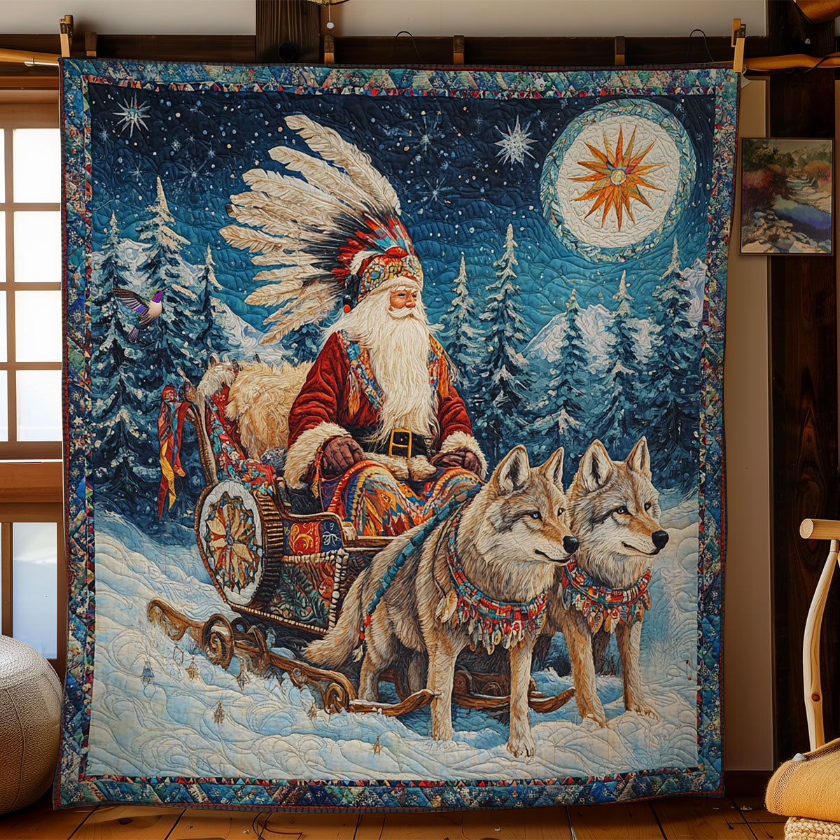 Native American Santa Claus WY0811018CL Quilt