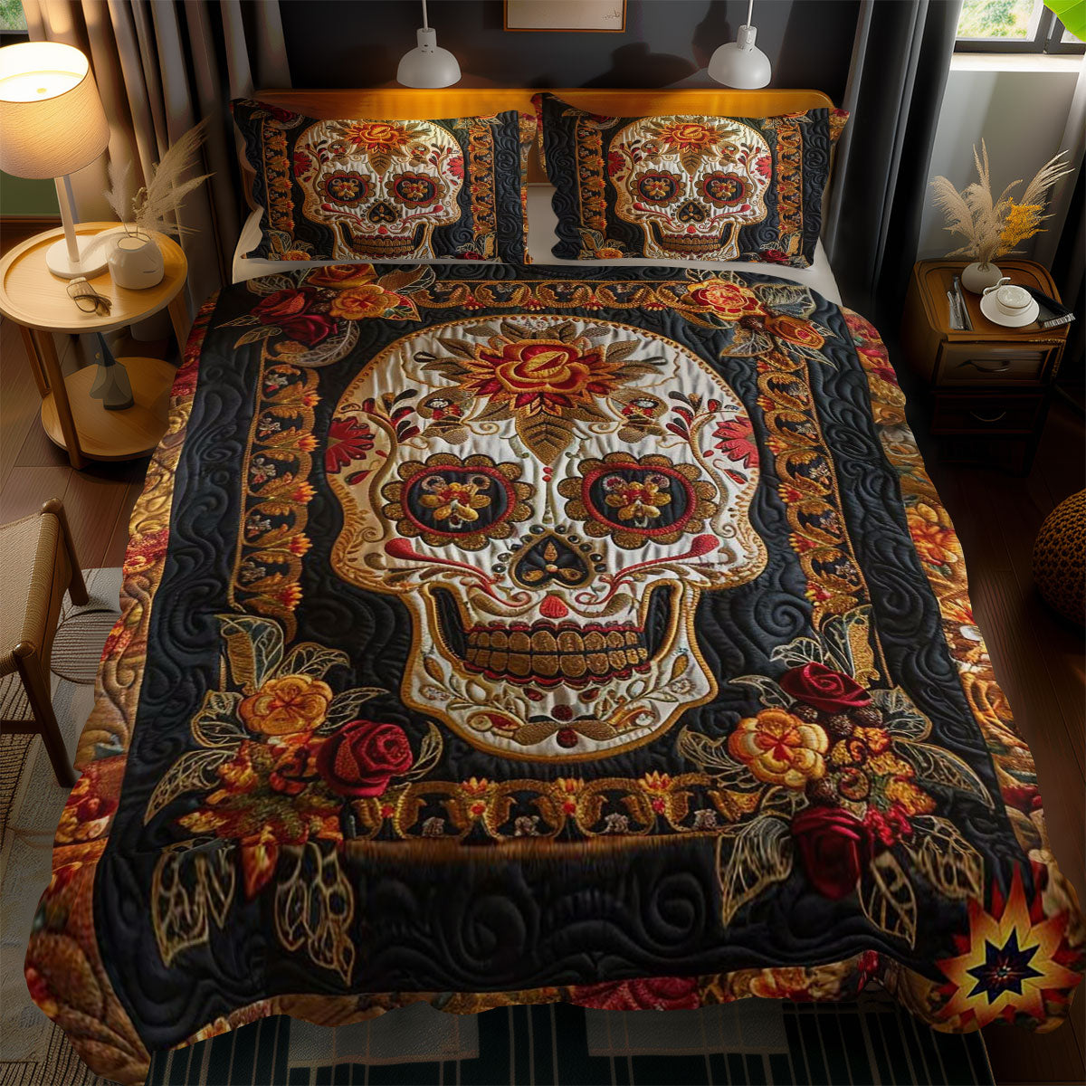 Skull Blossom WN2110118CL Duvet Cover Set