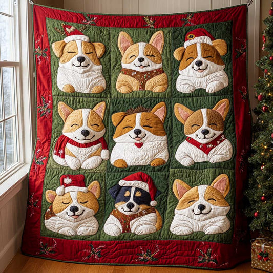 Corgi Sleeping Christmas WP0310031CL Quilt