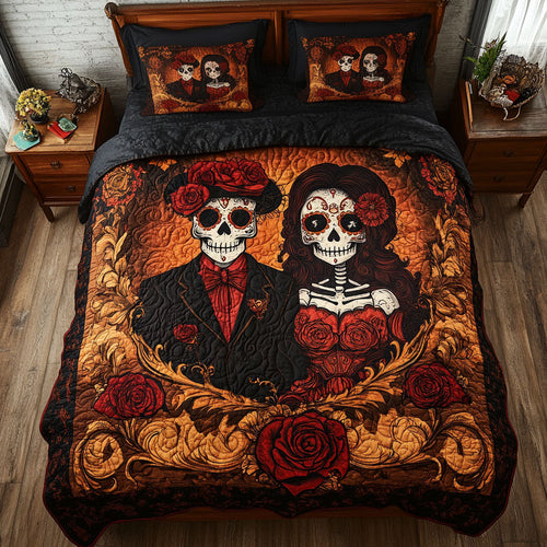 Couple Skeleton In Rose WY1802036CL Duvet Cover Set