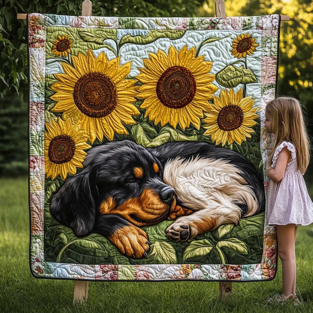 Rottweiler Sunflower Serenity WN2809069CL Quilt