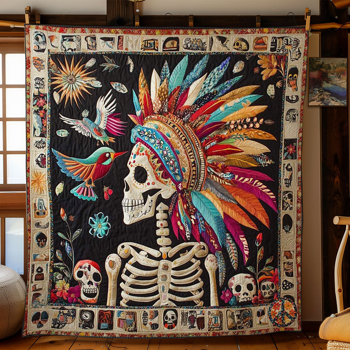 Calavera And Hummingbird Harmony WN2610040CL Quilt