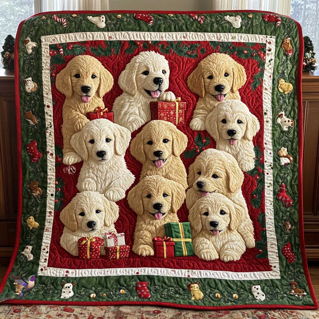 Golden Retriever Christmas Family WP0910016CL Quilt