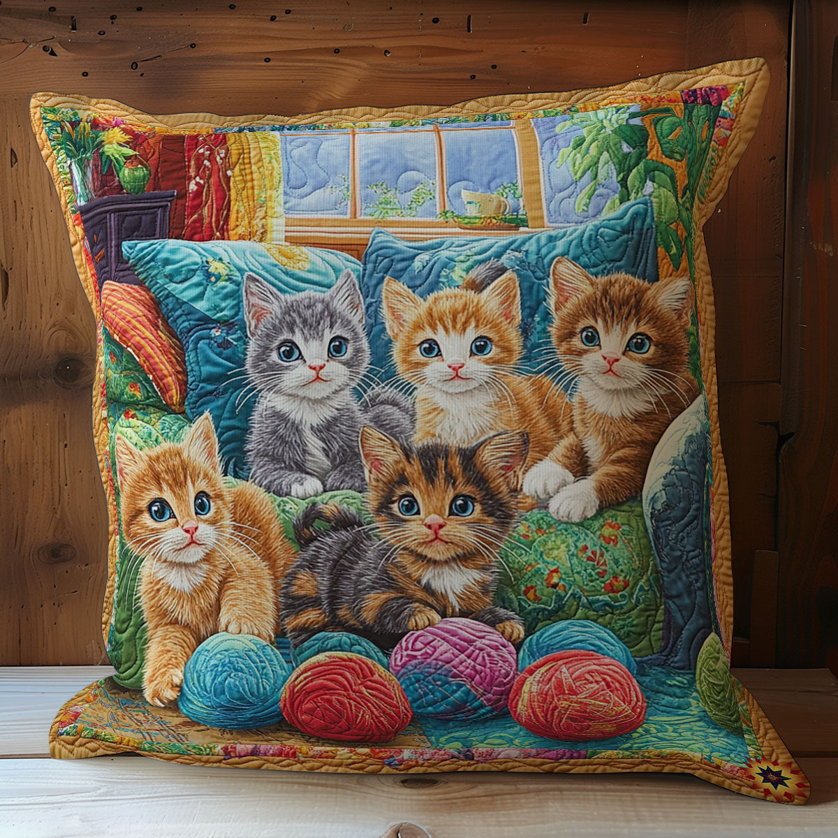 Kitten Playing Yarn WY2501033CL Quilt Pillow Case