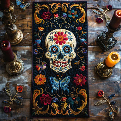 Colorful Skull WN3010100CL Quilted Table Runner