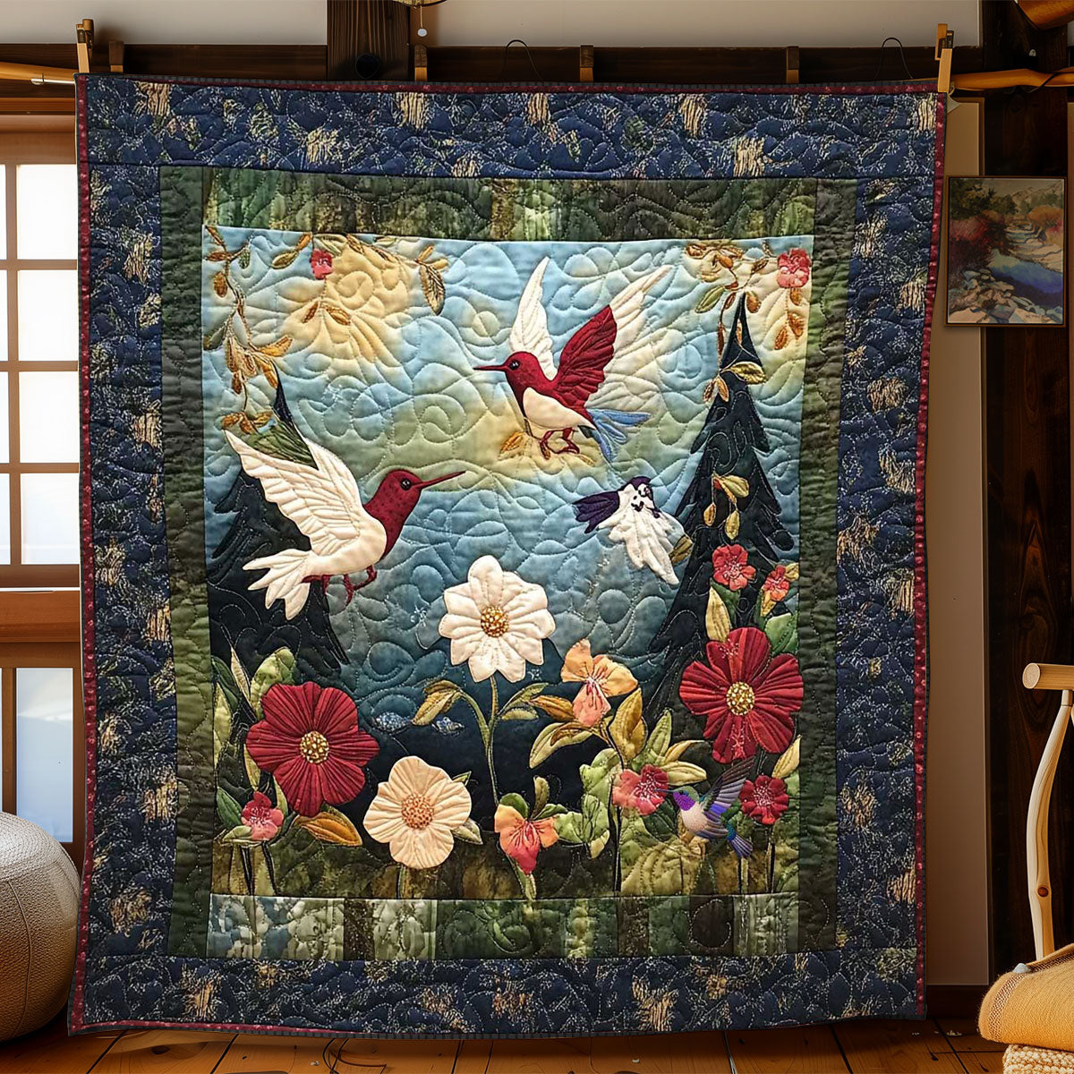 Hummingbird Joyful Blooms WN0710053CL Quilt