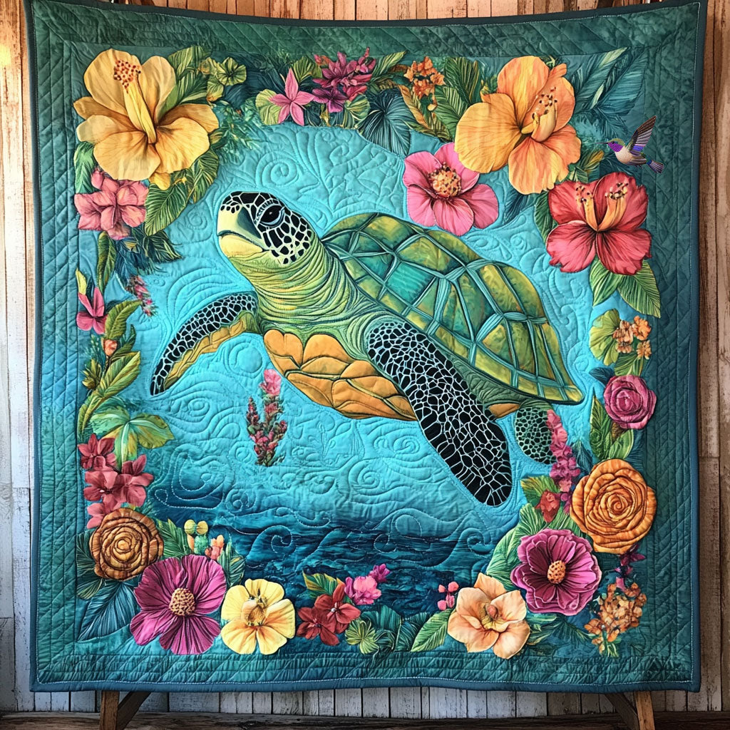 Flower Ocean Turtle WY0111008CL Quilt