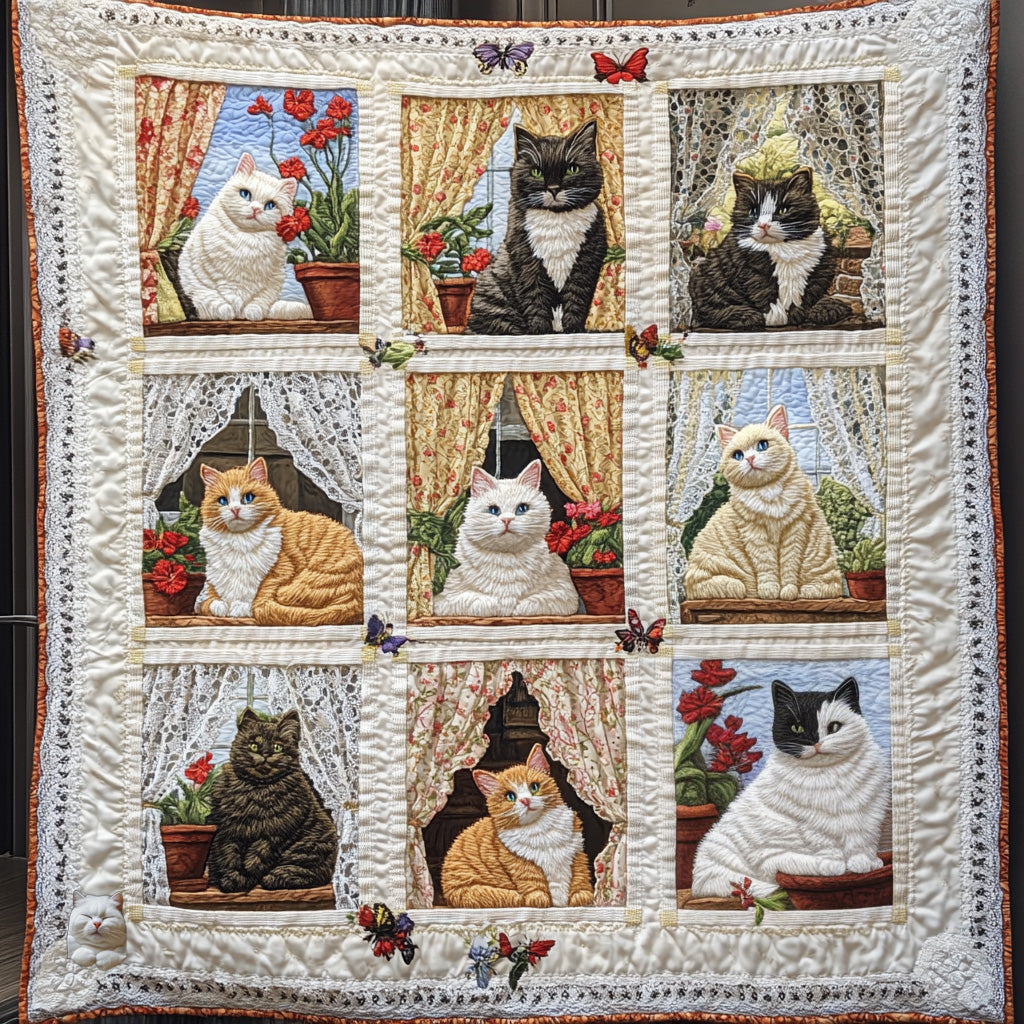 Cat Looking Out Window WU0711043CL Quilt