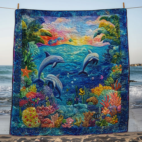 Dolphin Family WY1411002CL Quilt