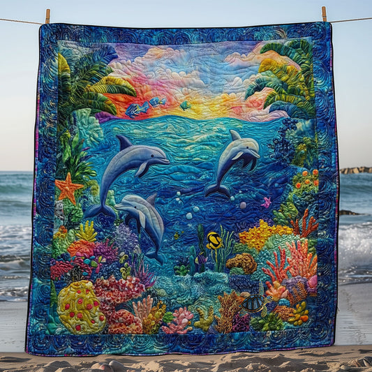 Dolphin Family WY1411002CL Quilt