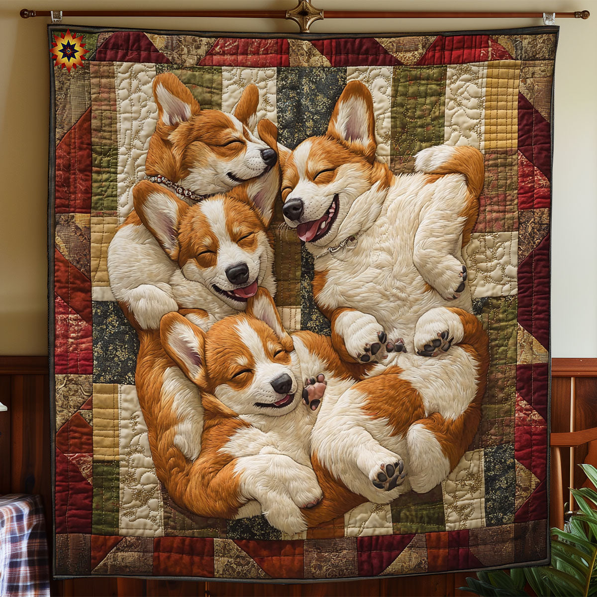 Winter Sleeping Corgi WY1211039CL Quilt