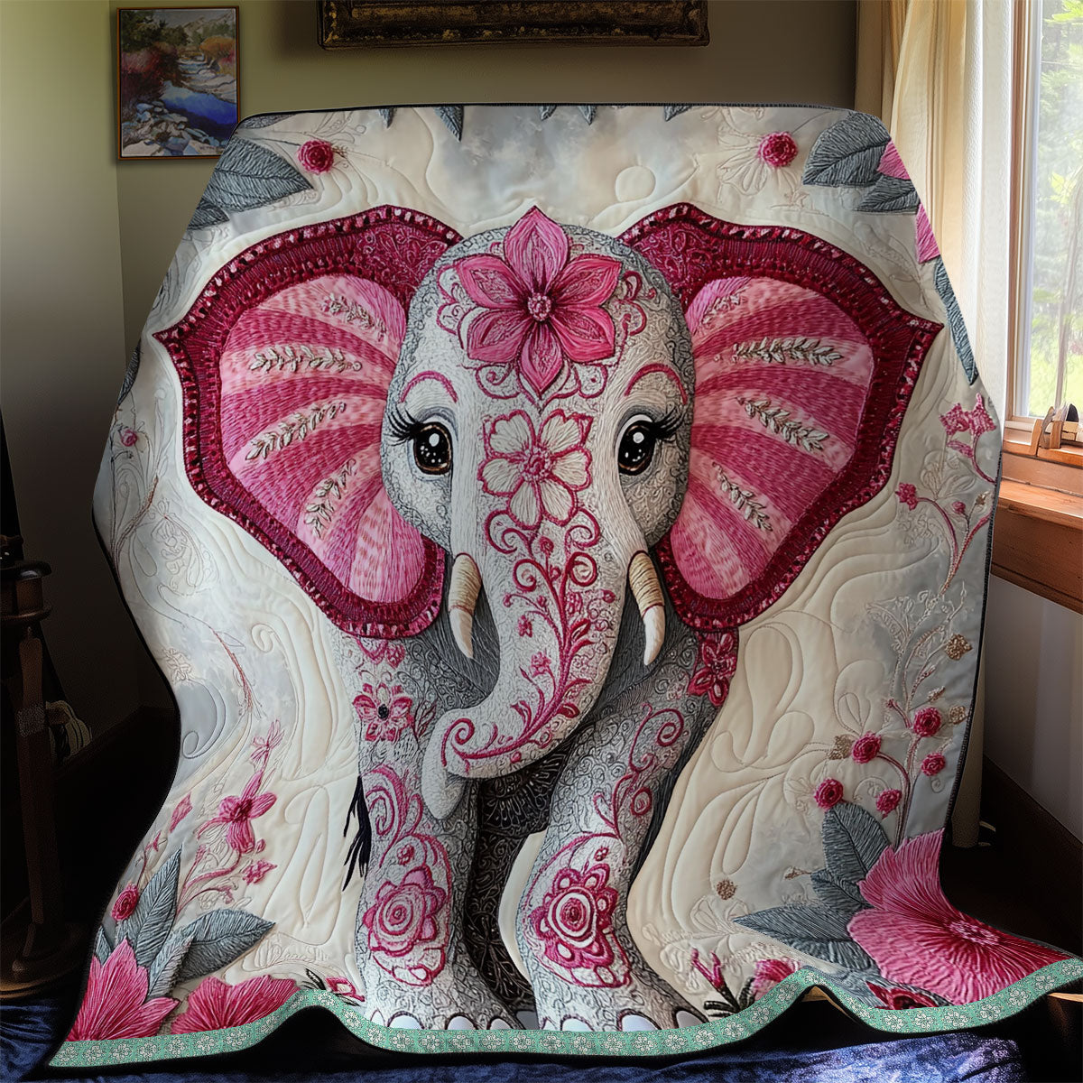 Elephant Flower Pattern WX0412019CL Quilt