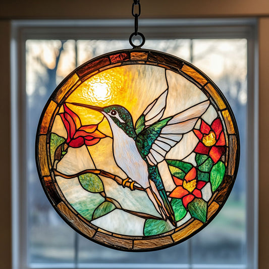 Hummingbird WJ0111034CL Stained Glass Suncatcher