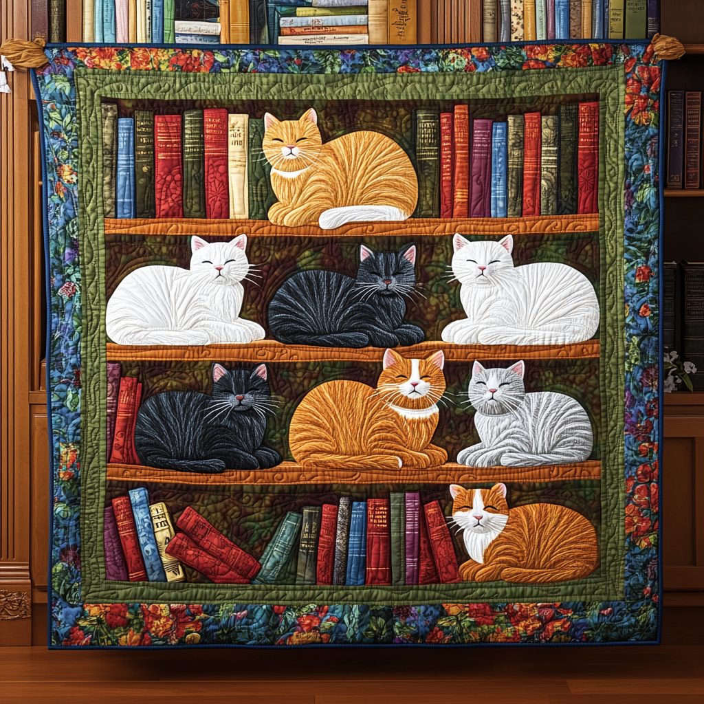 Cozy Library Cats WG1601042CL Quilt