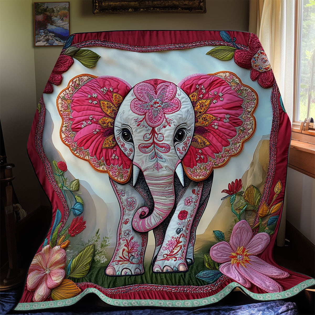 Elephant Flower WX0412020CL Quilt