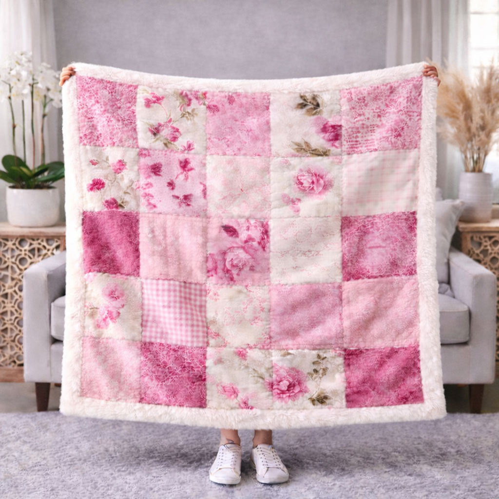 Patchwork Bloom CW2701002CL Faux Fur Throw Blanket