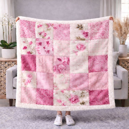 Patchwork Bloom CW2701002CL Faux Fur Throw Blanket