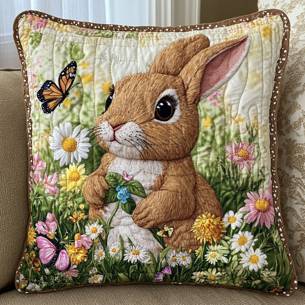 Rabbit White Wildflowers WT0703043CL Quilt Pillow Case