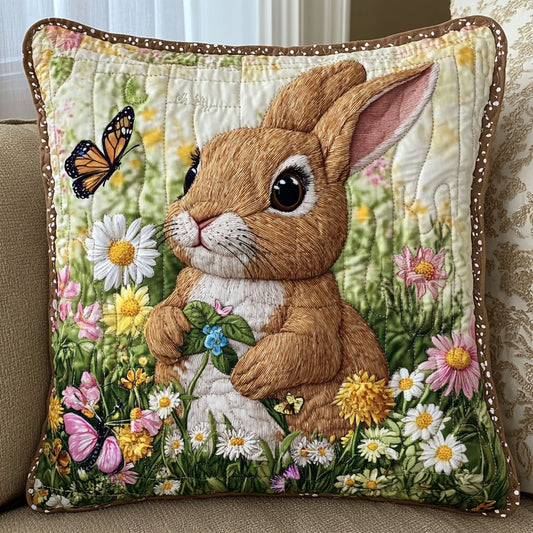 Rabbit White Wildflowers WT0703043CL Quilt Pillow Case