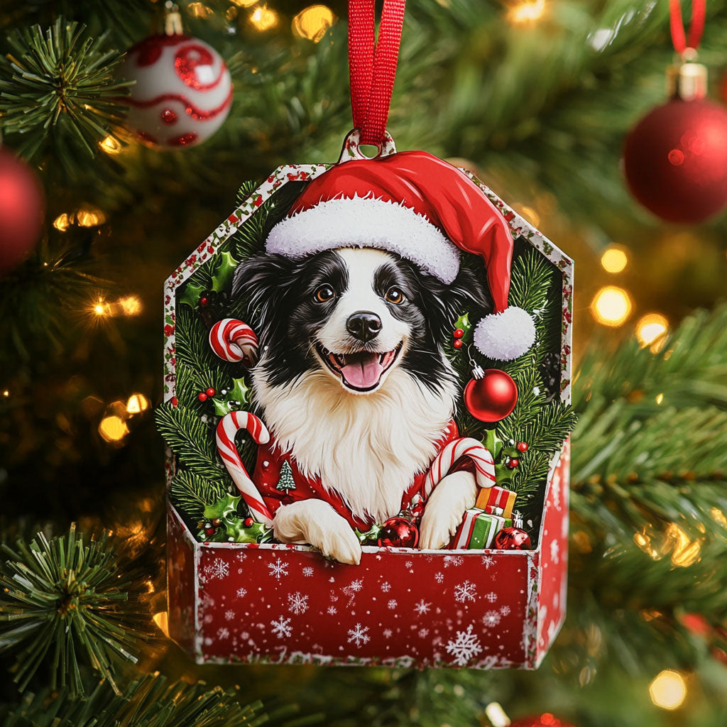 Santa Border Collie WN1510074CL Christmas Ornament