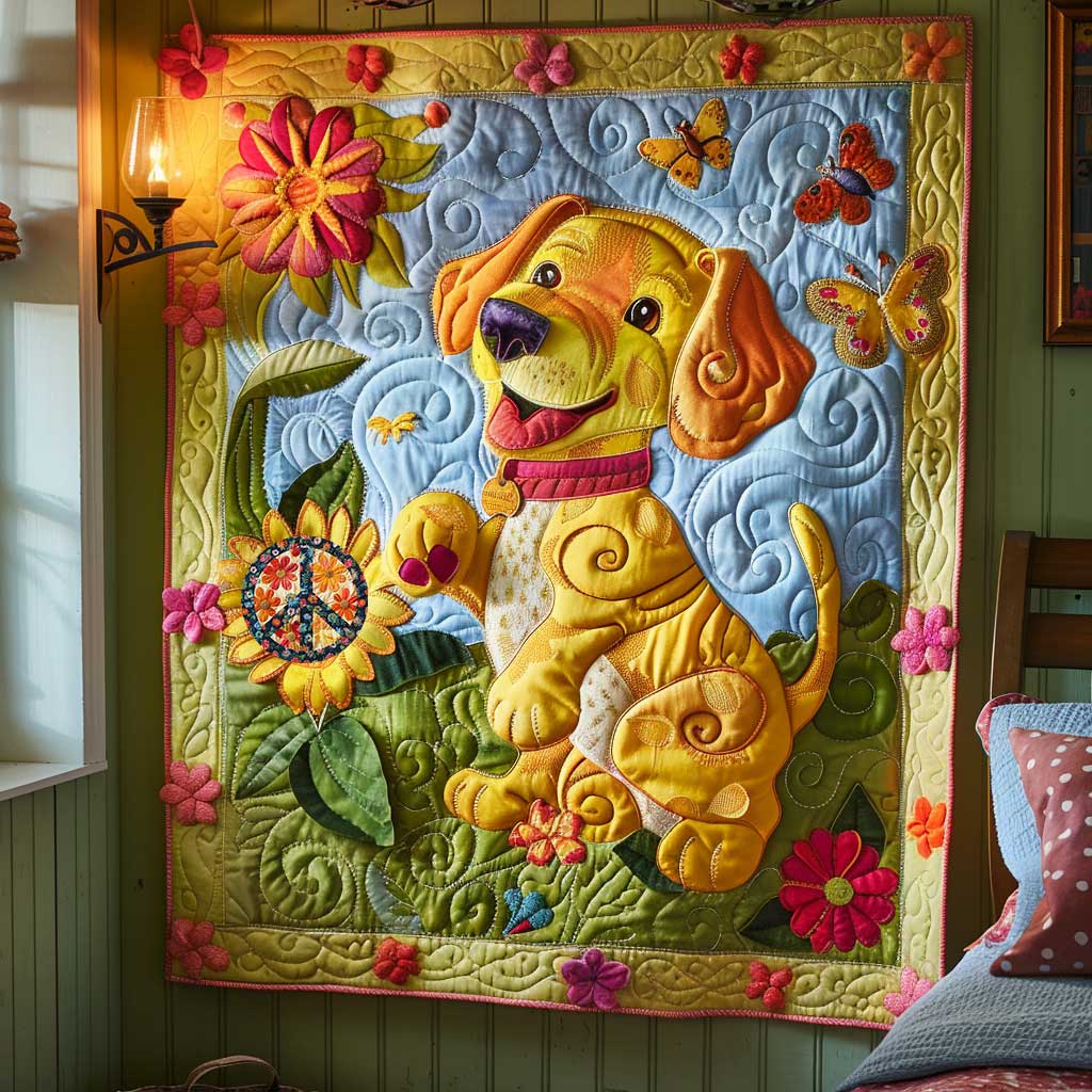 Dog In Flowers WN2110067CL Quilt